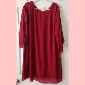 Wine Red Chiffon Dress